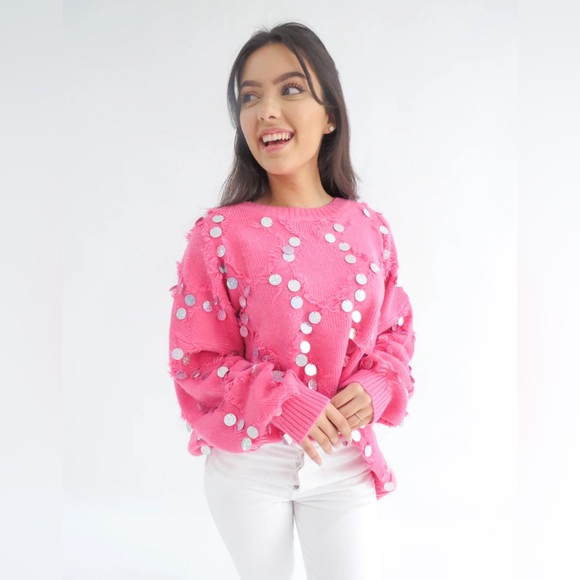 Brand new boutique style sparkle and shine front sweater - Picture 11 of 11